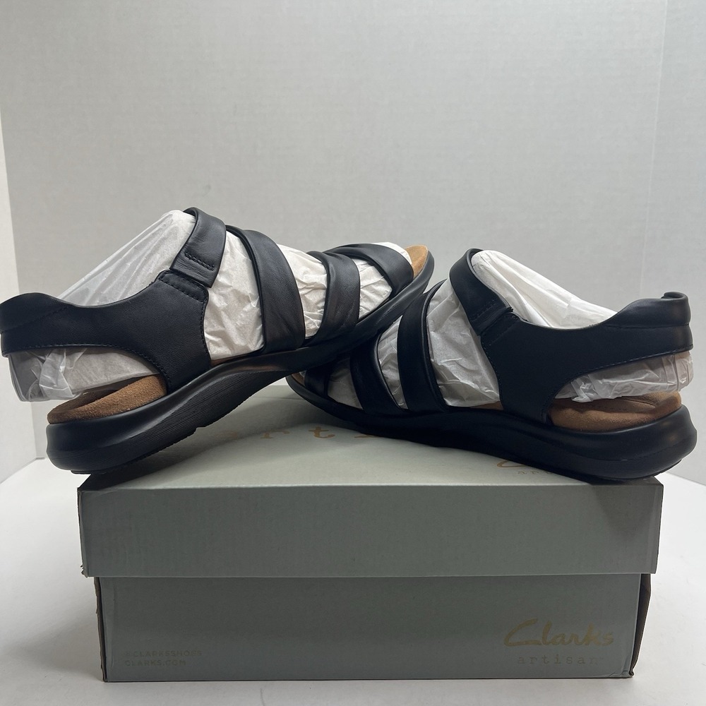 Clarks Artisan Kitly Ave Women's 11 M Black Leather Comfort Strappy Sandals NIB